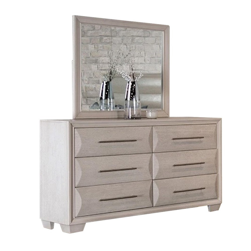 Nitz 4pc Queen Bedroom Set | Sculpted Headboard | Transitional White