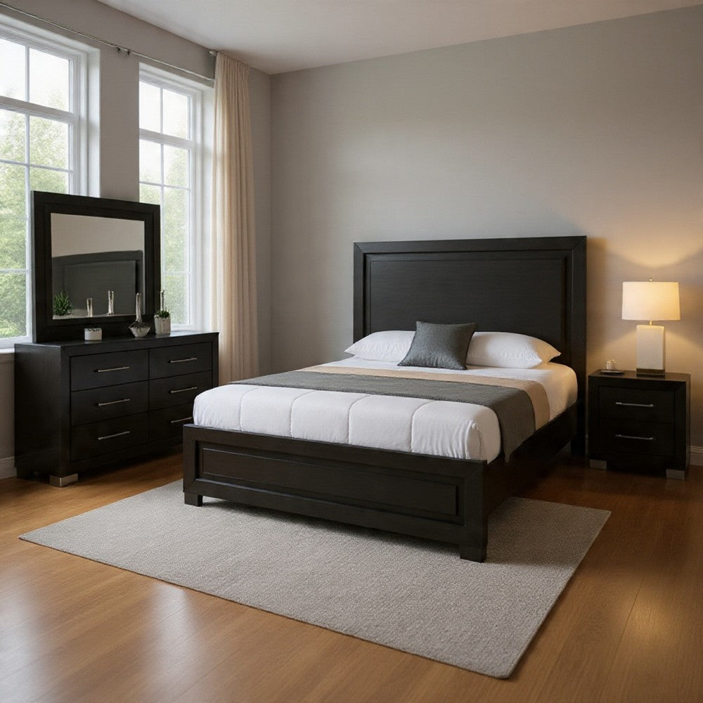 Ashen 4 Piece Queen Bedroom Set | LED Headboard & USB Ports | Black