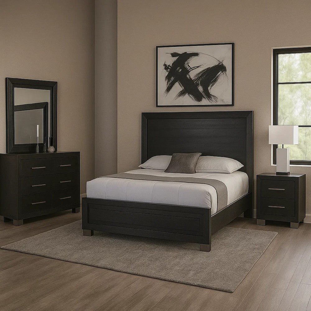 Ashen 4 Piece Queen Bedroom Set | LED Headboard & USB Ports | Black