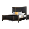 Yada 4pc Queen Bedroom Set w Dresser Mirror | Espresso Brown w Gold Trim
