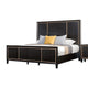 Yada 4pc Queen Bedroom Set w Dresser Mirror | Espresso Brown w Gold Trim