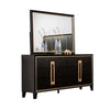 Yada 4pc Queen Bedroom Set w Dresser Mirror | Espresso Brown w Gold Trim