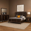 Yada 4pc Queen Bedroom Set w Dresser Mirror | Espresso Brown w Gold Trim