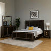 Yada 4pc Queen Bedroom Set w Dresser Mirror | Espresso Brown w Gold Trim