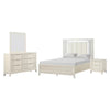 Toi 4pc Queen Bedroom Set w Dresser Mirror | Fluted LED | White Upholstery