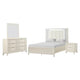 Toi 4pc Queen Bedroom Set w Dresser Mirror | Fluted LED | White Upholstery
