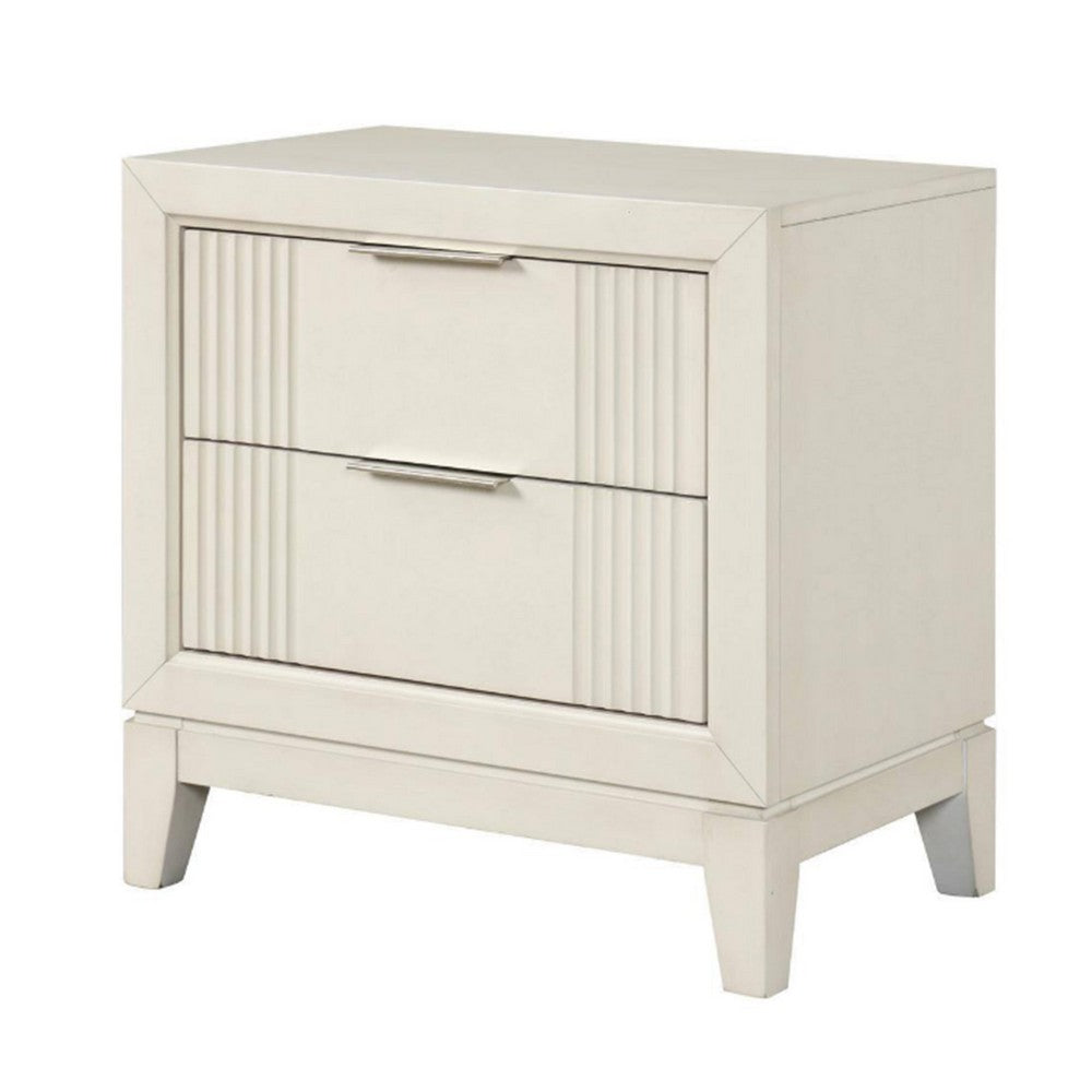 Toi 4pc Queen Bedroom Set w Dresser Mirror | Fluted LED | White Upholstery