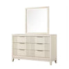 Toi 4pc Queen Bedroom Set w Dresser Mirror | Fluted LED | White Upholstery