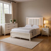 Toi 4pc Queen Bedroom Set w Dresser Mirror | Fluted LED | White Upholstery