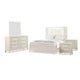 Toi 5pc Queen Bedroom Set w 2 Nightstands | Fluted LED | White Upholstery