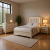 Toi 5pc Queen Bedroom Set w 2 Nightstands | Fluted LED | White Upholstery