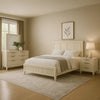Toi 5pc Queen Bedroom Set w 2 Nightstands | Fluted LED | White Upholstery