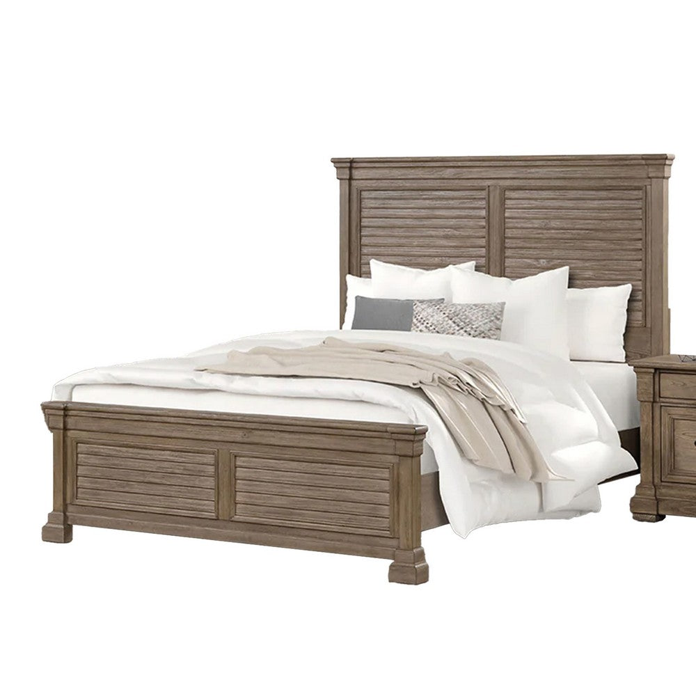 Roi 4pc Queen Bedroom Set | Tall Shutter Headboard | Weathered Gray