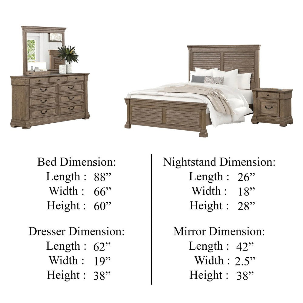 Roi 4pc Queen Bedroom Set | Tall Shutter Headboard | Weathered Gray