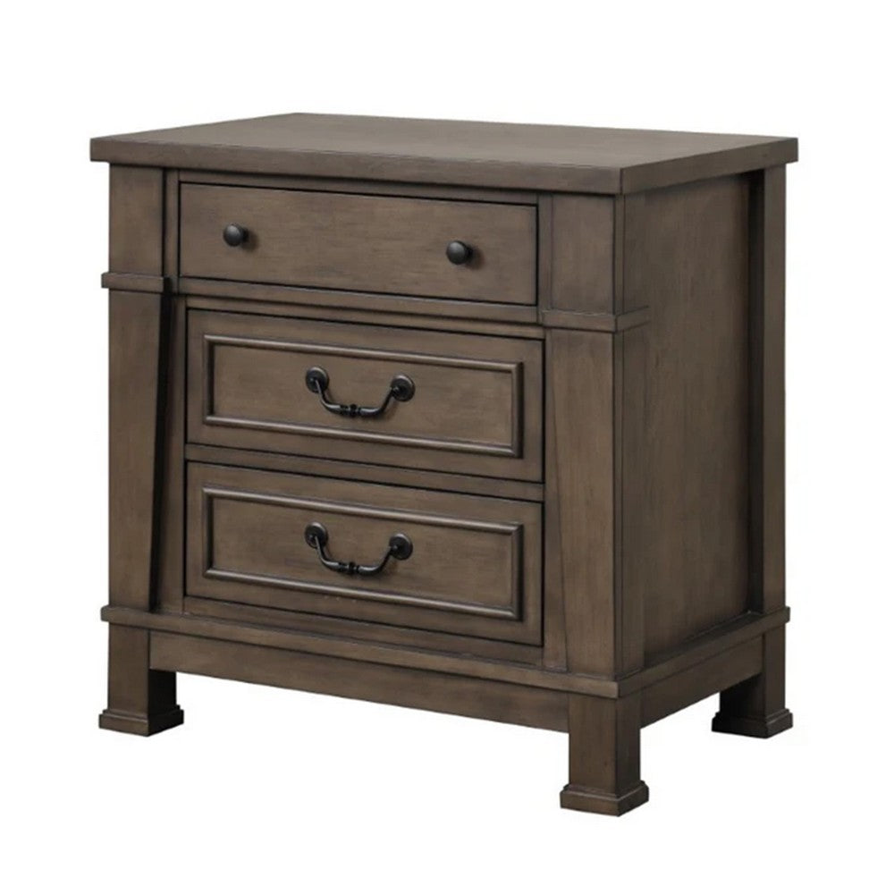 Huder 4pc Queen Bedroom Set | Sculpted Headboard | Dark Walnut Brown
