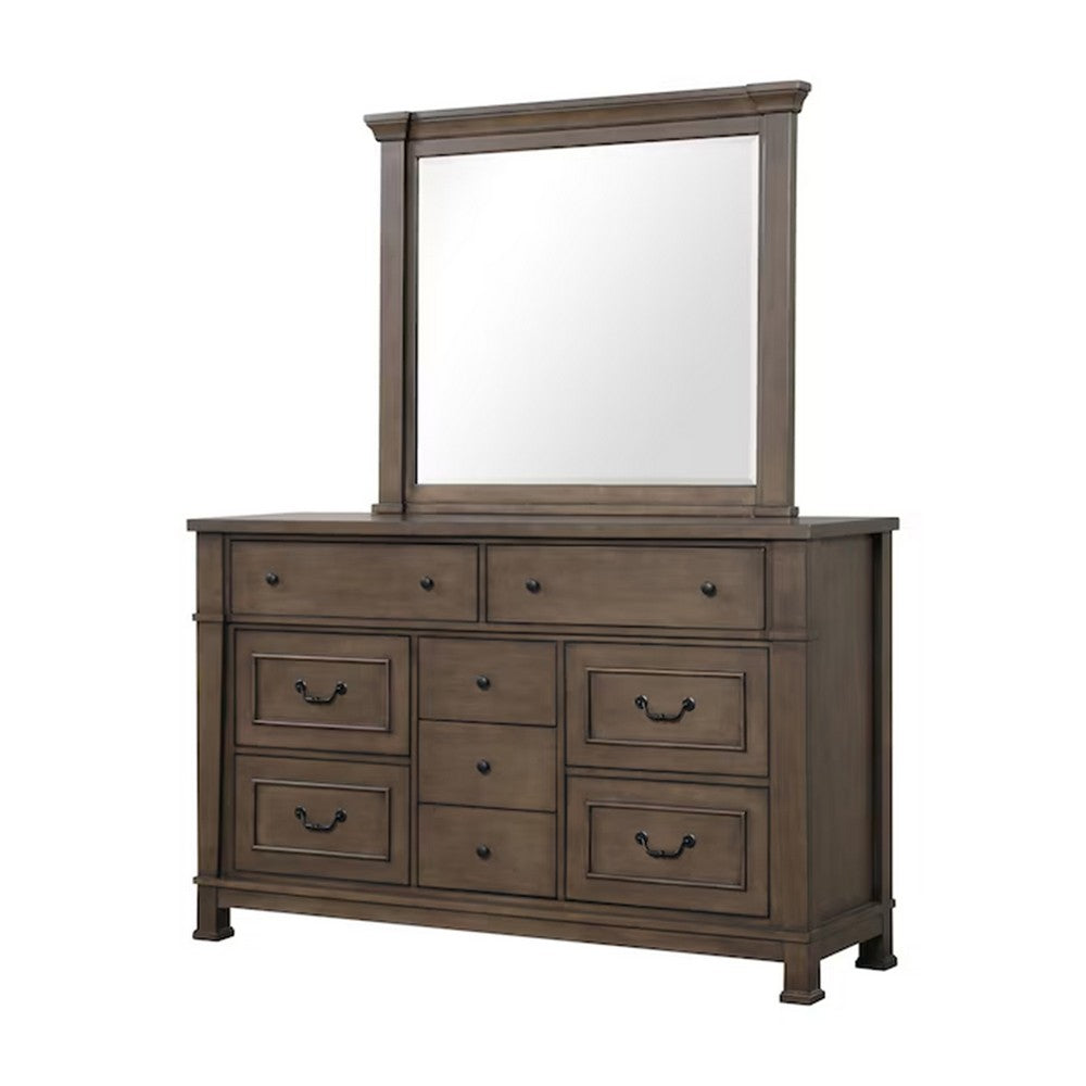 Huder 4pc Queen Bedroom Set | Sculpted Headboard | Dark Walnut Brown