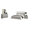 Broy 4pc Queen Bedroom Set w LED Bookcase Headboard | Mirror | Silver