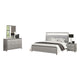 Broy 4pc Queen Bedroom Set w LED Bookcase Headboard | Mirror | Silver