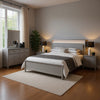 Broy 4pc Queen Bedroom Set w LED Bookcase Headboard | Mirror | Silver