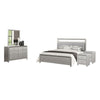 Broy 5pc Queen Bedroom Set | LED Bookcase Headboard | 2 Nightstands | Silver
