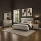 Broy 5pc Queen Bedroom Set | LED Bookcase Headboard | 2 Nightstands | Silver