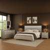 Broy 5pc Queen Bedroom Set | LED Bookcase Headboard | 2 Nightstands | Silver