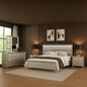 Broy 5pc Queen Bedroom Set | LED Bookcase Headboard | 2 Nightstands | Silver