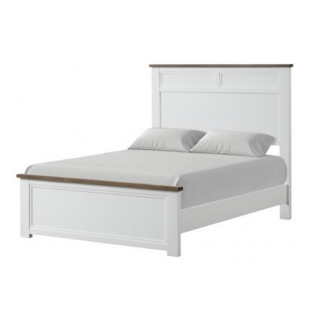 Tela 4pc Twin Bedroom Set | White & Brown Recessed Panel Headboard