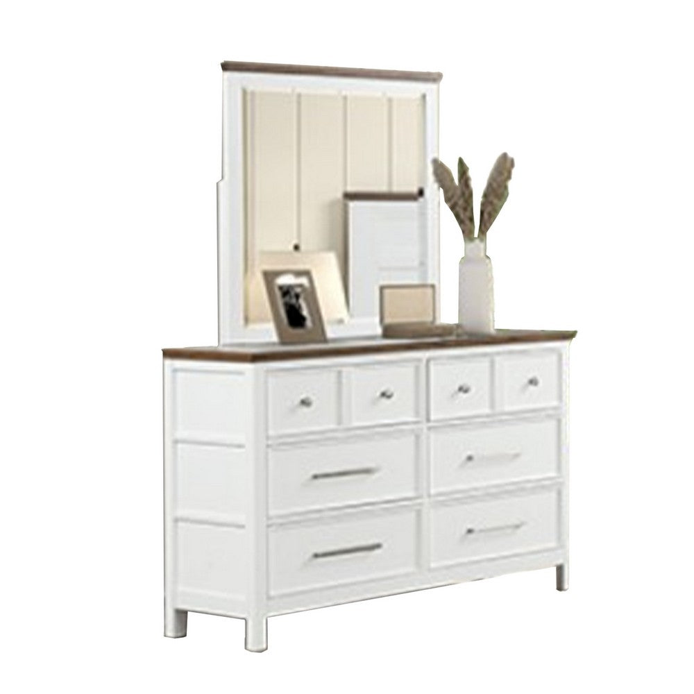 Tela 5pc Twin Bedroom Set | 2 Nightstands | White & Brown Recessed Panel
