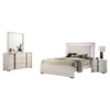 Hyao 4pc Queen Bedroom Set w LED Headboard | Whitewash | Dresser Mirror