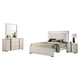 Hyao 4pc Queen Bedroom Set w LED Headboard | Whitewash | Dresser Mirror