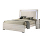 Hyao 4pc Queen Bedroom Set w LED Headboard | Whitewash | Dresser Mirror