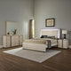 Hyao 4pc Queen Bedroom Set w LED Headboard | Whitewash | Dresser Mirror