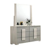 Nomi 4pc Queen Bedroom Set w LED Headboard | Stone Gray Drawers