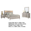 Miot 4pc Queen Bedroom Set | Headboard Shelves w Light | Whitewash