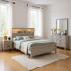 Miot 4pc Queen Bedroom Set | Headboard Shelves w Light | Whitewash