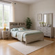 Miot 4pc Queen Bedroom Set | Headboard Shelves w Light | Whitewash