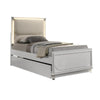 Dima Twin Size Bed with Pull Out Trundle & LED Headboard | Pearl White