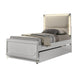 Dima Twin Size Bed with Pull Out Trundle & LED Headboard | Pearl White