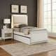 Dima Twin Size Bed with Pull Out Trundle & LED Headboard | Pearl White
