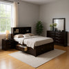 Simo 4pc Queen Bedroom Set w Bookcase Headboard w Drawers | Black