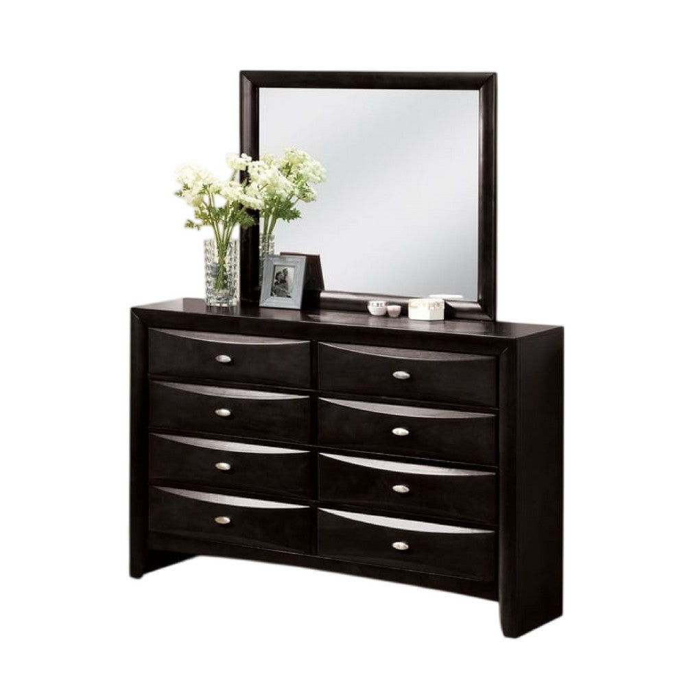 Simo 5pc Queen Bedroom Set w Bookcase Headboard | 2 Nightstands | Black