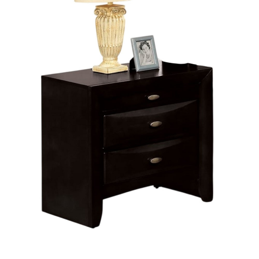Simo 5pc Queen Bedroom Set w Bookcase Headboard | 2 Nightstands | Black