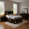 Simo 5pc Queen Bedroom Set w Bookcase Headboard | 2 Nightstands | Black