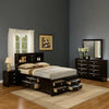 Simo 5pc Queen Bedroom Set w Bookcase Headboard | 2 Nightstands | Black