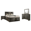 Simo 4pc Queen Bedroom Set w Bookcase Headboard w Drawers | Gray