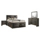 Simo 4pc Queen Bedroom Set w Bookcase Headboard w Drawers | Gray
