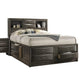 Simo 4pc Queen Bedroom Set w Bookcase Headboard w Drawers | Gray