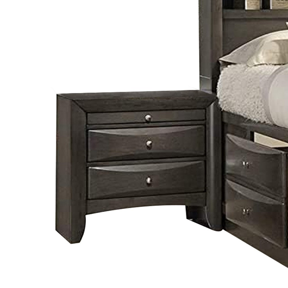 Simo 4pc Queen Bedroom Set w Bookcase Headboard w Drawers | Gray