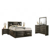 Simo 5pc Queen Bedroom Set w Bookcase Headboard | 2 Nightstands | Gray